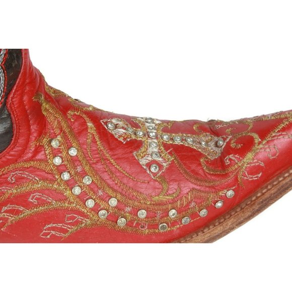 Vintage Western Boots Red Embroidery Innovation Mexico Women's size appx 6.5 / 7 - Picture 5 of 11
